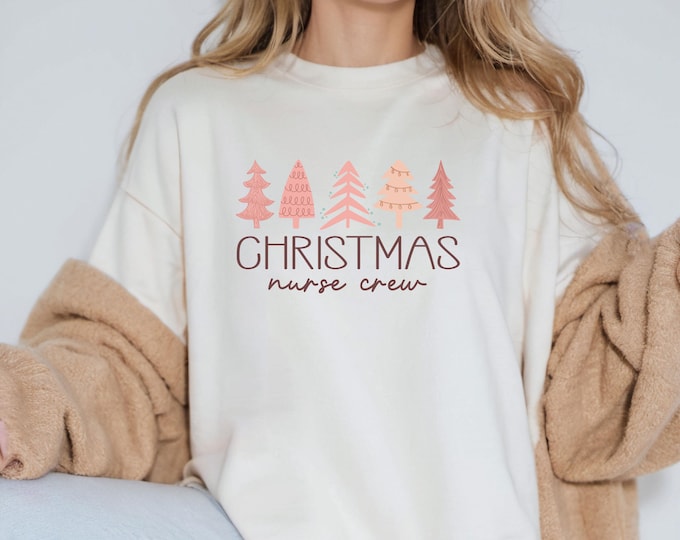 Christmas Nurse Shirt Cute Christmas Sweatshirt for Nurse Crew Christmas Shirts Pink Christmas Tree T Shirt Nursing Group