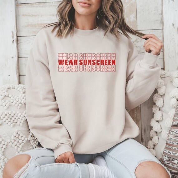Wear Sunscreen Sweatshirt | Summer Vibes Crewneck | Beachwear for Men & Women | Unisex Eco-Friendly Gift | Casual Coastal Pullover