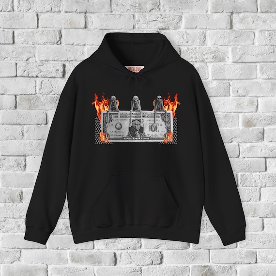 Skeleton Dollar Bill Shirt| See No Evil Hear No Evil Tee| Sarcastic Dark Humor Graphic| Edgy Streetwear Sweatshirt| Gothic Alt Clothing