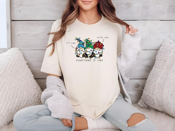Christmas Gnome Shirt Christmas Lights Garden Gnome Shirts Festive Gnome Christmas Tee Xmas Gnome Graphic Shirt Quirky Christmas Gift Idea