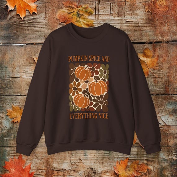 Autumn Vibes Pumpkin Spice Sweatshirt | Cozy Fall Crewneck | Gift for Her | Thanksgiving Fashion | Seasonal Sweater | Pumpkin Lover's Top
