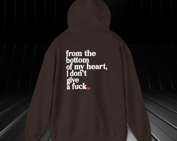 IDGAF Broken Heart Hoodie | Edgy Bold Statement Hoodie | Grunge Aesthetic Oversized Unisex Pullover | Anti-Love Club Fashion