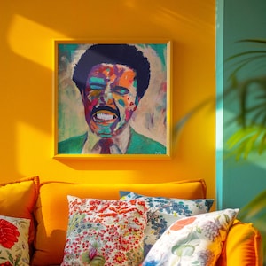 Canvas Wall Art, Richard Pryor Tribute, Colorful Expressionist Portrait, Abstract Pop Art Decor, Free Shipping, Stretched Matte Canvas