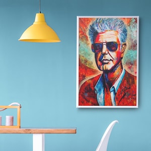 Anthony Bourdain Framed Canvas Print, Bold Portrait Wall Art, Modern Travel Decor, Culinary Legend Gift, Free Shipping