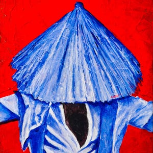 Mystery in Motion Canvas Painting, Young Thug Jeffery Album Inspired Wall Art, Bold Red and Blue Fashion Abstract, Original 16x20 Acrylic