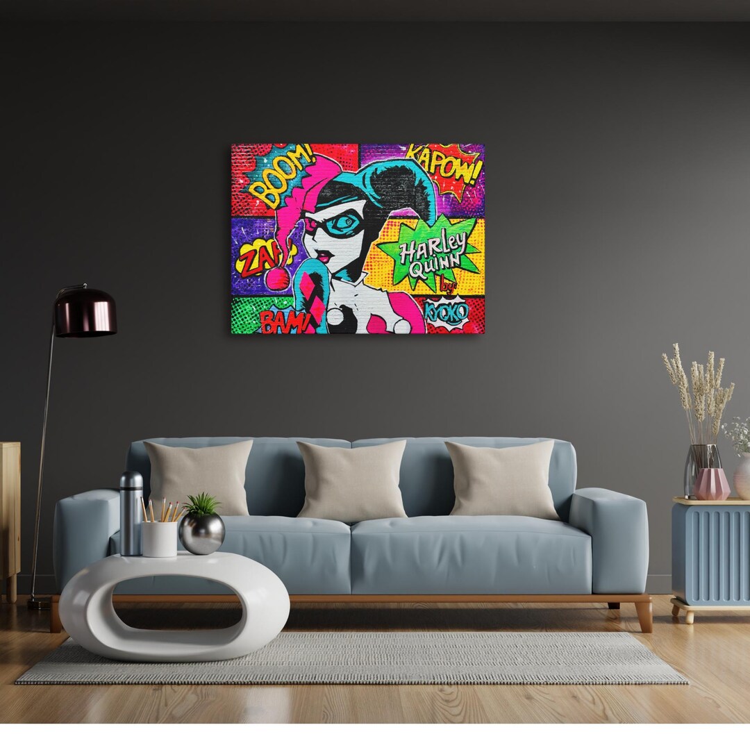 Harley Quinn Pop Art Canvas Print: Comic Book Decor - Etsy