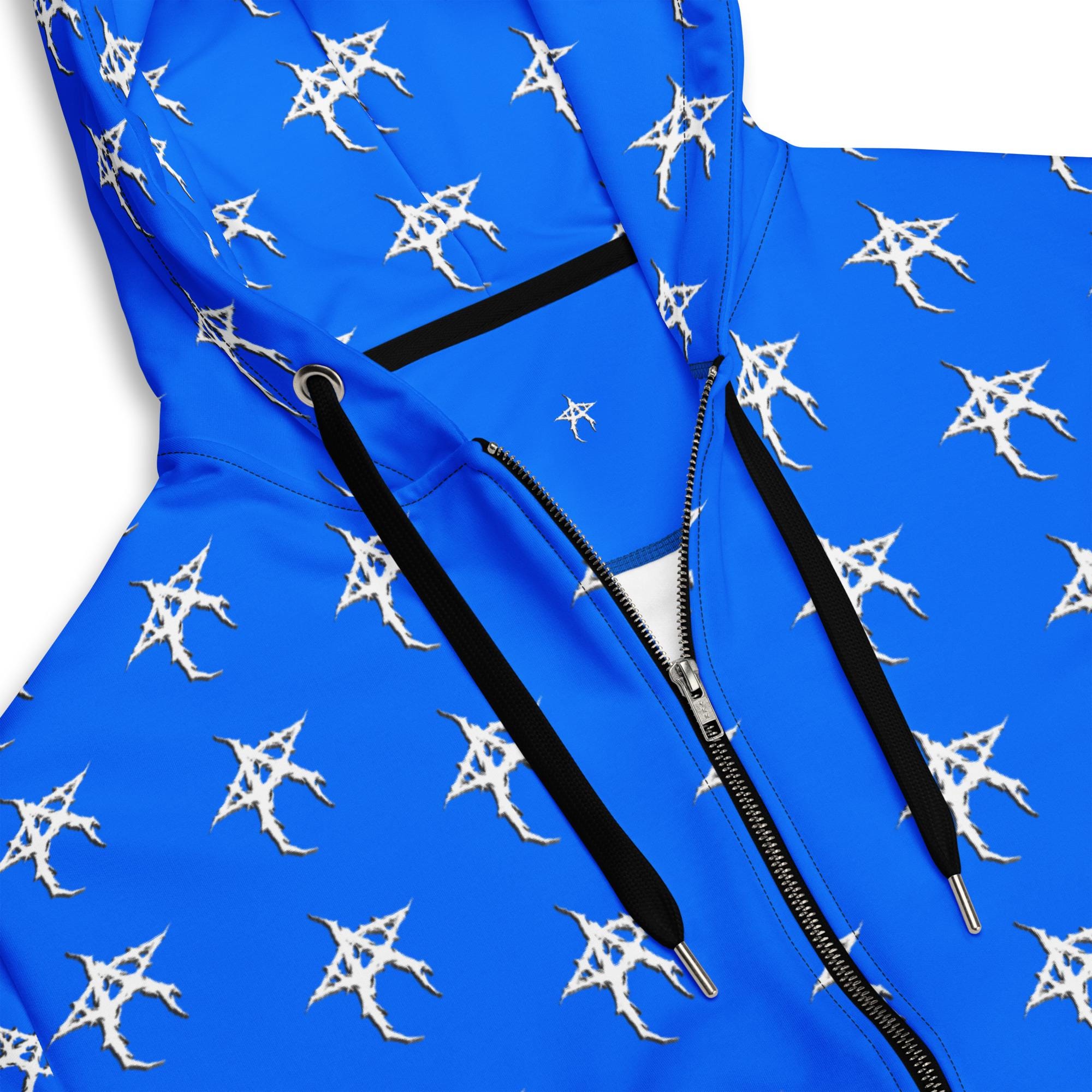 星柄のブルーパーカー | ソフトグラフィックストリートウェアパーカー