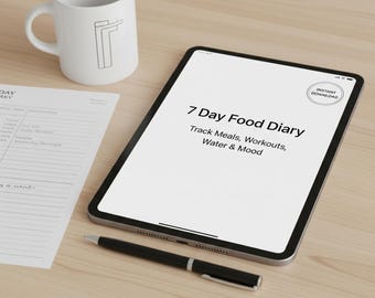 7 Day Food Diary Printable: Calorie, Workout & Mood Tracker (PDF Download)