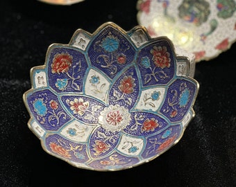 Handpainted Decorative Plate Turkish Folk Art, Colorful Enamel Flower Decorated Plate Pottery