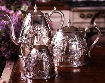 Tea Setting Antique Tea Set  Gifts Teapot Gift  Bronz Silver Gift Gifted