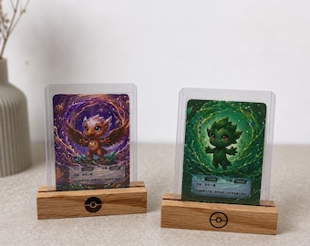 Kartenhalter aus Eiche für Toploader – Trading Card Display-Ständer, mit oder ohne Gravur