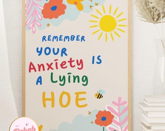 Funny Mental Health Awareness Decor, Empowering Self Love Wall Art, Mindfulness Gift for Friend, Growth Mindset Motivational Poster