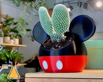Mickey Mouse Inspired Planter Pot: 3D Printed Modern Garden Decor
