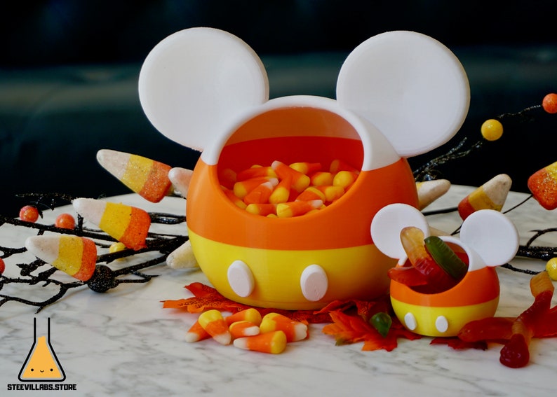 Mickey Mouse Disney Inspired Halloween Candy Corn Candy Dish Planter Pot Succulent 3D Printed Garden Sculpture Modern Decor Plant image 1