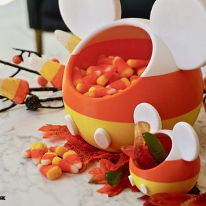 Mickey Mouse Disney Inspired Halloween Candy Corn Candy Dish Planter Pot Succulent 3D Printed Garden Sculpture Modern Decor Plant image 2