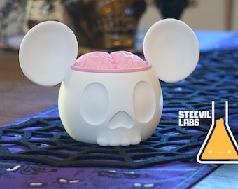 Halloween Mickey Mouse Skull Planter 3D Printed Candy Dish Planter Goth Disney