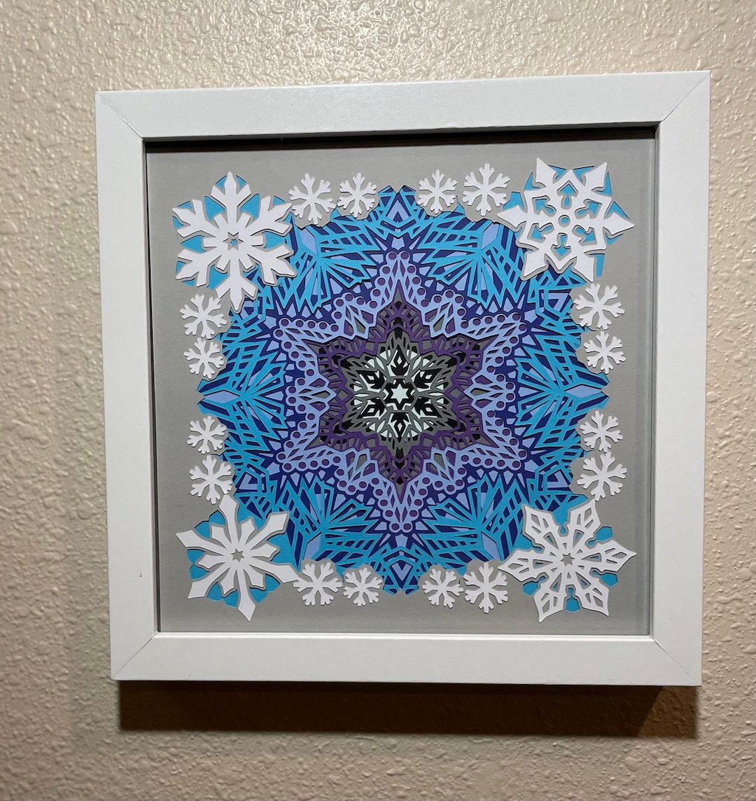 Framed 3D Layered Paper Snowflake Wall Decor Framed Wall Art Etsy