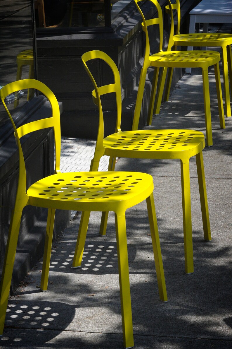 Bright Colored Yellow Chairs Still Life Photography Fine Art Print Urban Streets Of Porland Abstract Home Decor Renfro Images