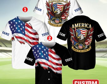 Camiseta de béisbol del Día de la Independencia de Estados Unidos, camiseta del 4 de julio, camiseta personalizada de EE. UU., ropa deportiva patriótica, camisetas del Día de los Caídos, bandera estadounidense