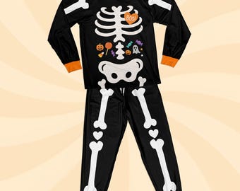 Zestaw piżamowy „Halloween” – piżamy dla dzieci na Halloween, zestaw na Halloween dla całej rodziny, upiorna bielizna nocna, świecące piżamy, strój na Halloween w kształcie dyni