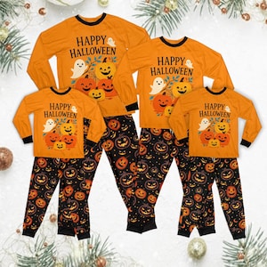 Happy Halloween Pajamas Set – Kids Halloween PJs, Family Halloween Set, Spooky Nightwear, Glow Dark PJs, Halloween Pumpkin Outfit