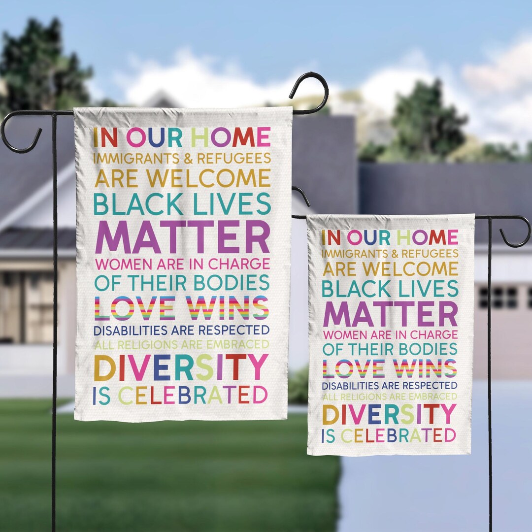 All Are Welcome Flag, Garden Banner, Diversity Flag, Yard Sign Decor ...
