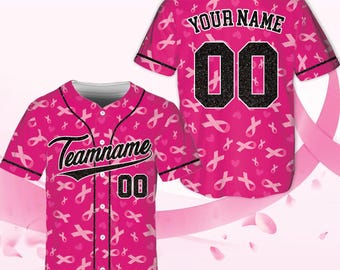 Benutzerdefinierte Name und Nummer Baseball Jersey, Glitter Brustkrebs Baseball Jersey, Kampf gegen Krebs, Krebs Krieger, personalisierte Jersey Uniform