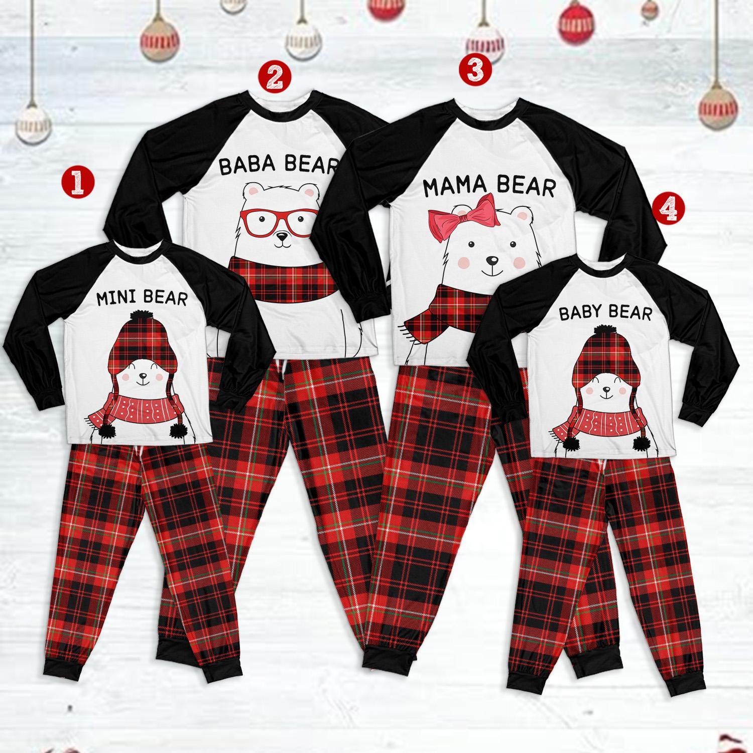 HOT Mama Bear Papa Bear Pajama Set Plaid Pajama Mama Bear