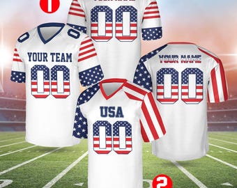 Custom American Flag Jersey, Personalized USA Sports Team Shirt, 4th of July Outfit, Patriotic Game Day Apparel, Memorial Day Gift
