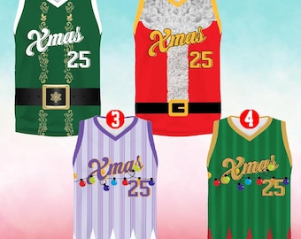 Kersttrui, aangepaste basketbaltrui, gepersonaliseerde jersey, jersey vakantieteam, kerstmanbasketbal, cadeau lelijke trui jersey