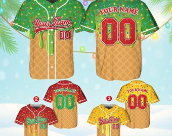 Aangepaste vrolijk kerstfeest honkbaltrui 25 december vakantieshirt grappige kersttrui rood groen honkbaloutfit uniek kerstcadeau idee