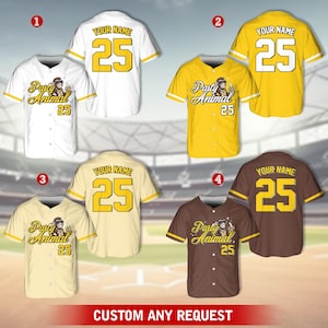 Lustiges Partytier-Baseball-Jersey-Geburtstags-Shirt mit Affen-Design Personalisierte Team-Outfit für passendes Gruppengeschenk