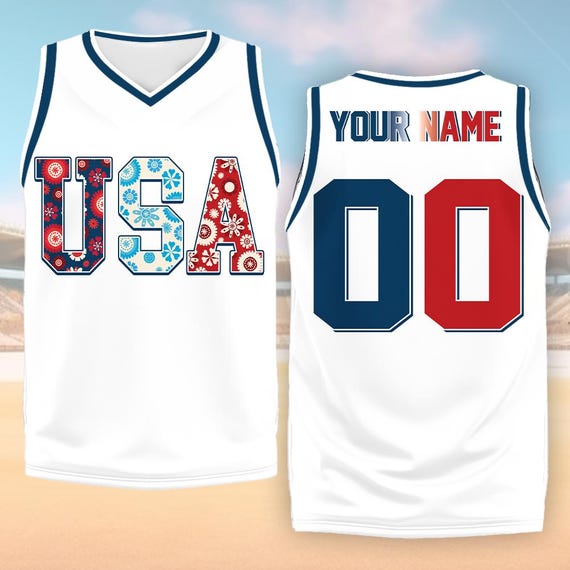 USA Flag Basketball Jersey, Custom Name and Number Jersey