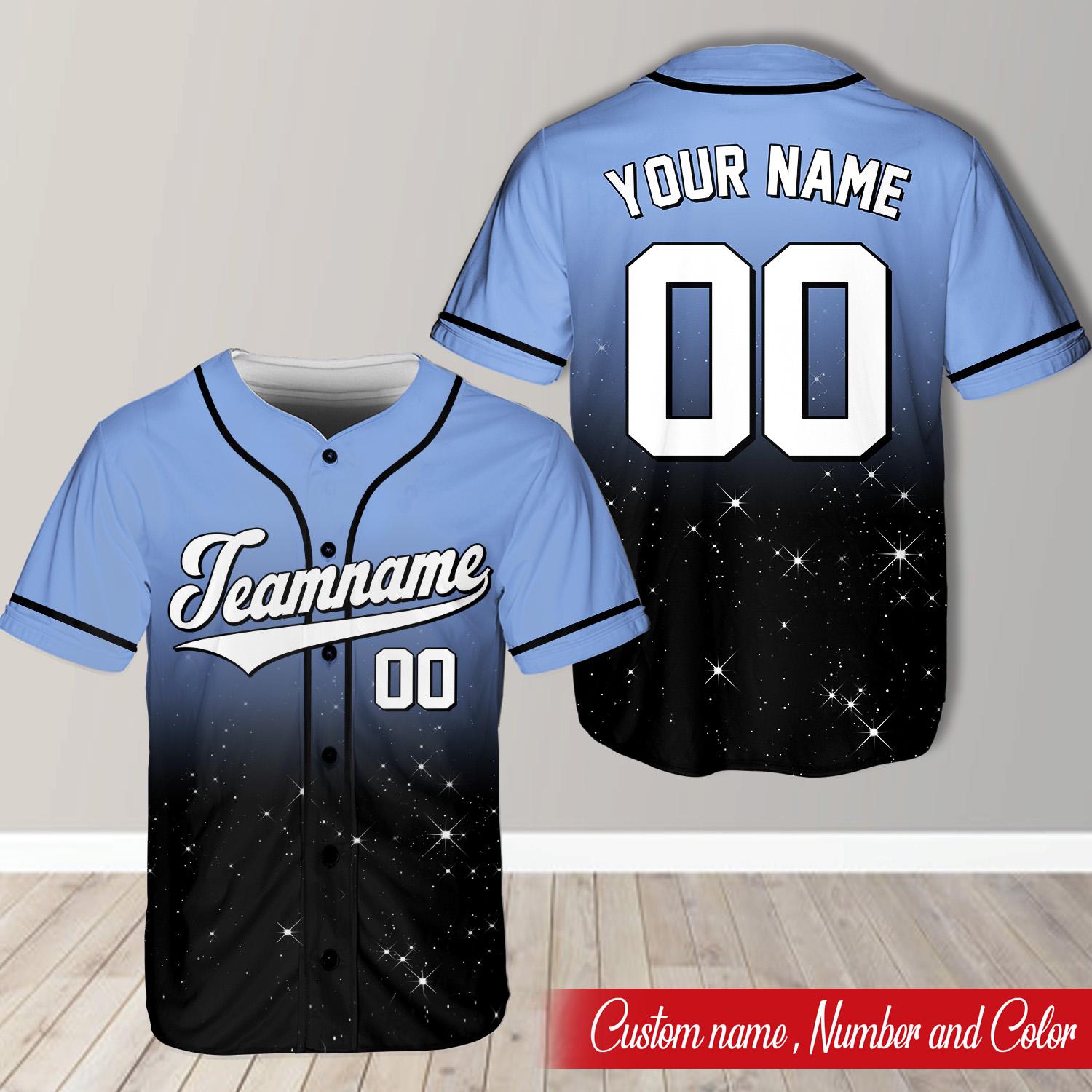 【未使用品】XLARGE BASEBALL SHIRT EMBROIDERED Custom Fade Silver Glitter Text Team Name and Number