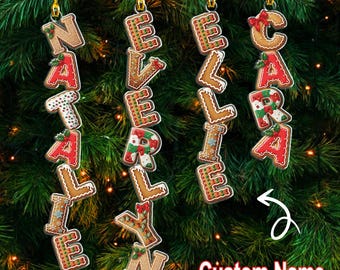 Custom Gingerbread Alphabet Ornament, Kids Name Ornament, Christmas Tag for Stockings, Kids Christmas Gifts, Christmas Ornaments for Family