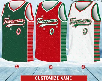 Customized Christmas Basketball Jersey Team Name & Number, Christmas Basketball Jersey, Customized Jersey for Basketball Fan Lovers Players