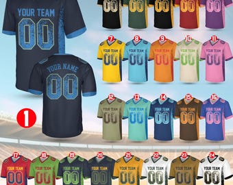 Camiseta de fútbol personalizada con nombre y número de equipo, equipo de fútbol personalizado, camiseta de manga corta con cuello en V, camiseta de fútbol personalizada, camiseta de fútbol