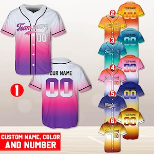Custom Baseball Jersey, Personalized Gradient Jersey, Custom Team Name, Sports Fan Shirt, Baseball Uniform, Player Name Jersey,Jerseys Gift