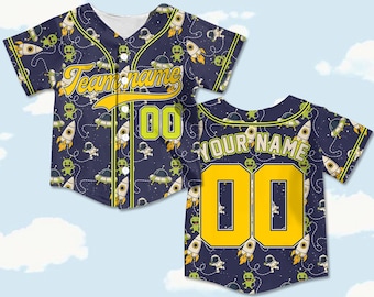 Custom Space Baseball Jersey, Alien Rocket Personalized Team Shirt, Kid Adult Baseball Uniform, Galaxy Sports Jersey, Funny Space Gift