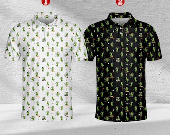 Funny Pickle Golf Polo Shirt for Men Women, Cucumber Golfer Athlete Pattern Casual Golf Tee, Sports Cart Course Birthday Gift