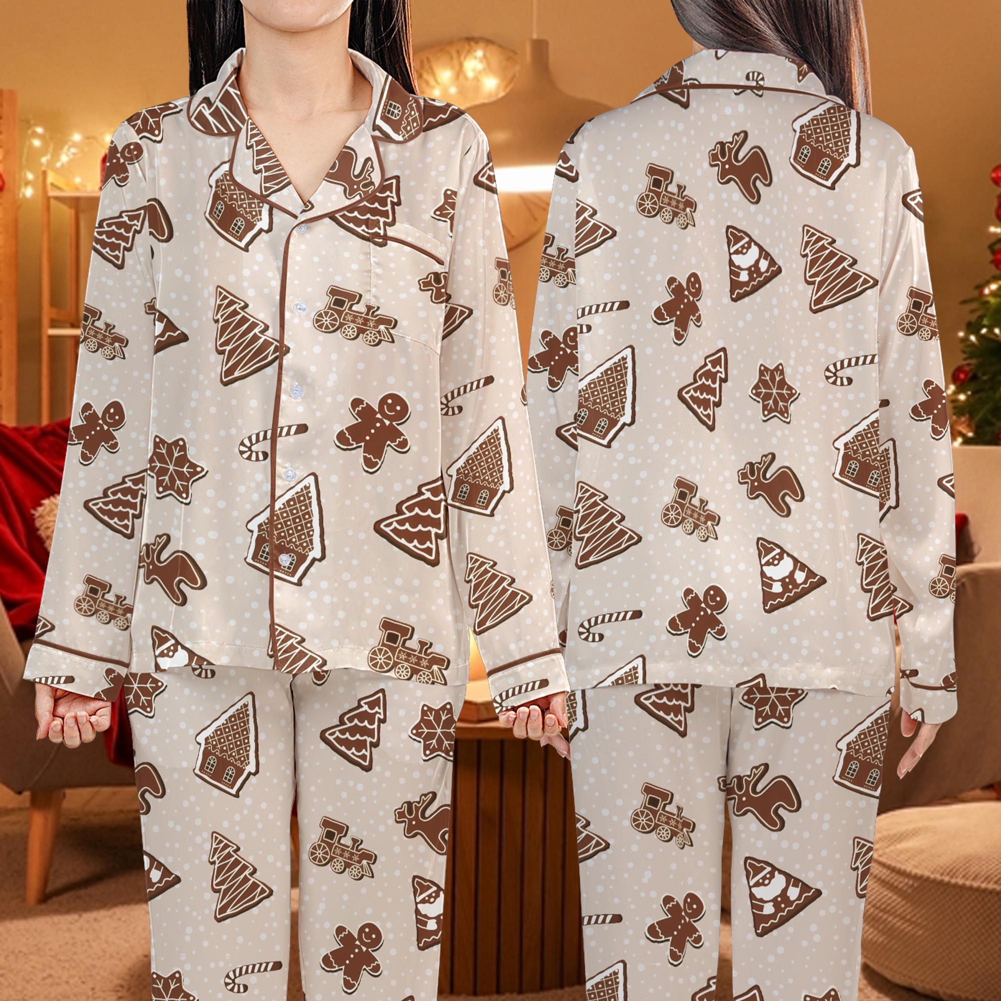 Produktbild von Weihnachtspyjama Für Kleinkinder, Babys, Mädchen, Passendes Set, Kleines Mädchen, 2-teilig, Mit Knopfleiste, Lebkuchen/Süßigkeiten Bedruckt, Pyjama- Set, Nachtwäsche, A-rosa Lebkuchenmann, 6-12 Months