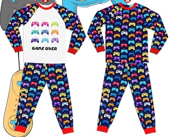 Kids Gamer Pajamas Game Controller PJ Gaming Pajamas Boys Pajamas Video Game PJ Game Over Pajamas Cozy Kids Pjs Set Family Pajamas Set