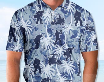 Polo Bigfoot, chemise de golf à motif sasquatch, haut décontracté d'extérieur cryptide amusant, coupe unisexe, cadeau pour homme et femme