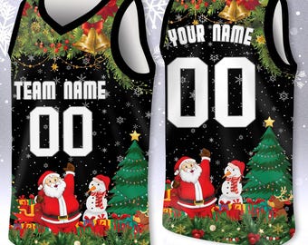 Customized Christmas Basketball Jersey Team Name & Number, Christmas Basketball Jersey, Customized Jersey for Basketball Fan Lovers Players