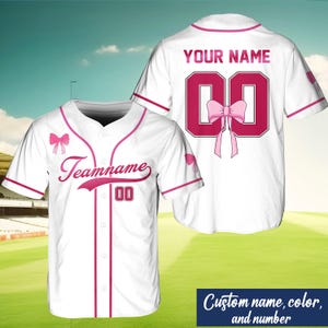 Custom Name And Number Coquette Baseball Jersey, Personalized Jersey Uniform For Baseball Lover, For Women, Coquette Bow Baseball Jersey