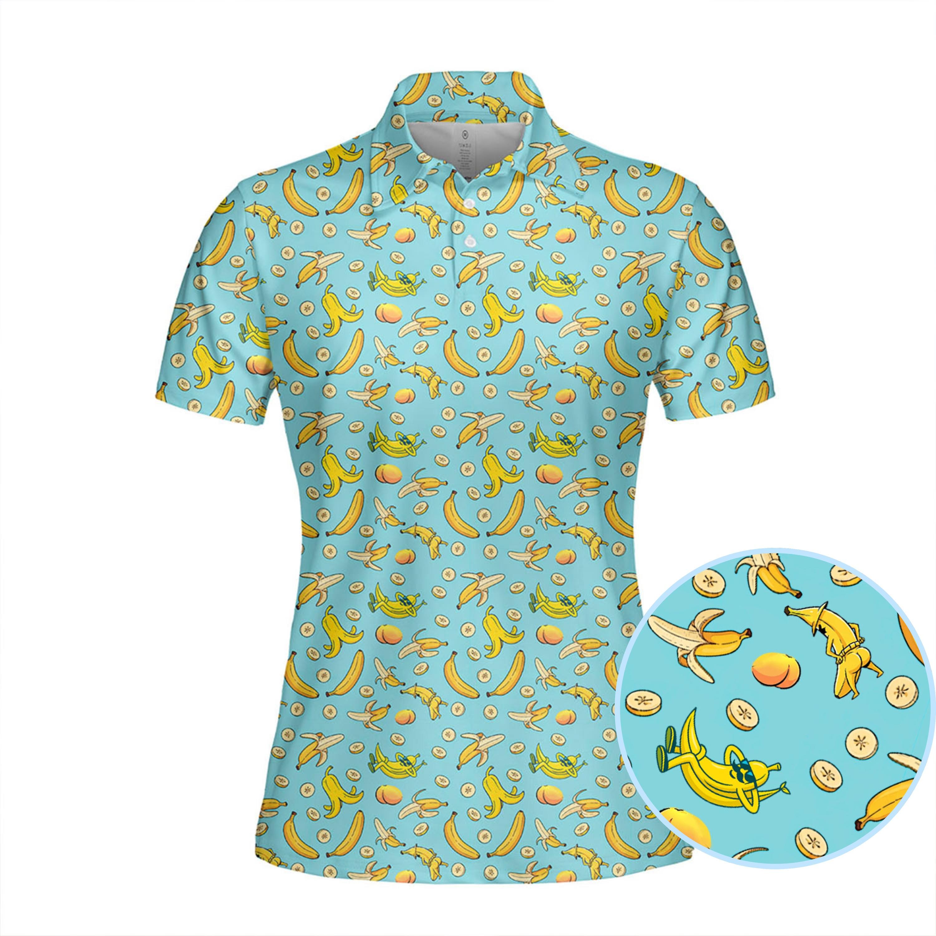 Funny Banana Print Polo Shirt – Tropical Fruit Pattern Summer Golf