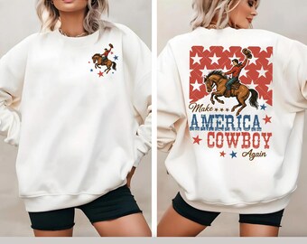 Western-shirt van 4 juli, shirt Make America Cowboy Again, shirt van 4 juli, patriottisch shirt, cowboyshirt, western-shirt, country-shirts