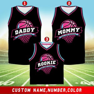 Personalized Daddy Mommy Of The Rookie Basketball Jersey, Custom Name Number Rookie Family Basketball Shirt, Rookie Of The Year Birthday Boy
