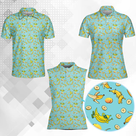 Funny Banana Print Polo Shirt – Tropical Fruit Pattern Summer Golf