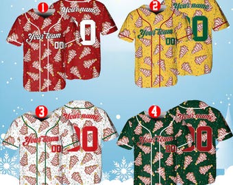 Aangepaste honkbal kersttrui, uniform kerstteam, vakantiejersey met aangepaste naam, gepersonaliseerd feestelijk jerseycadeau